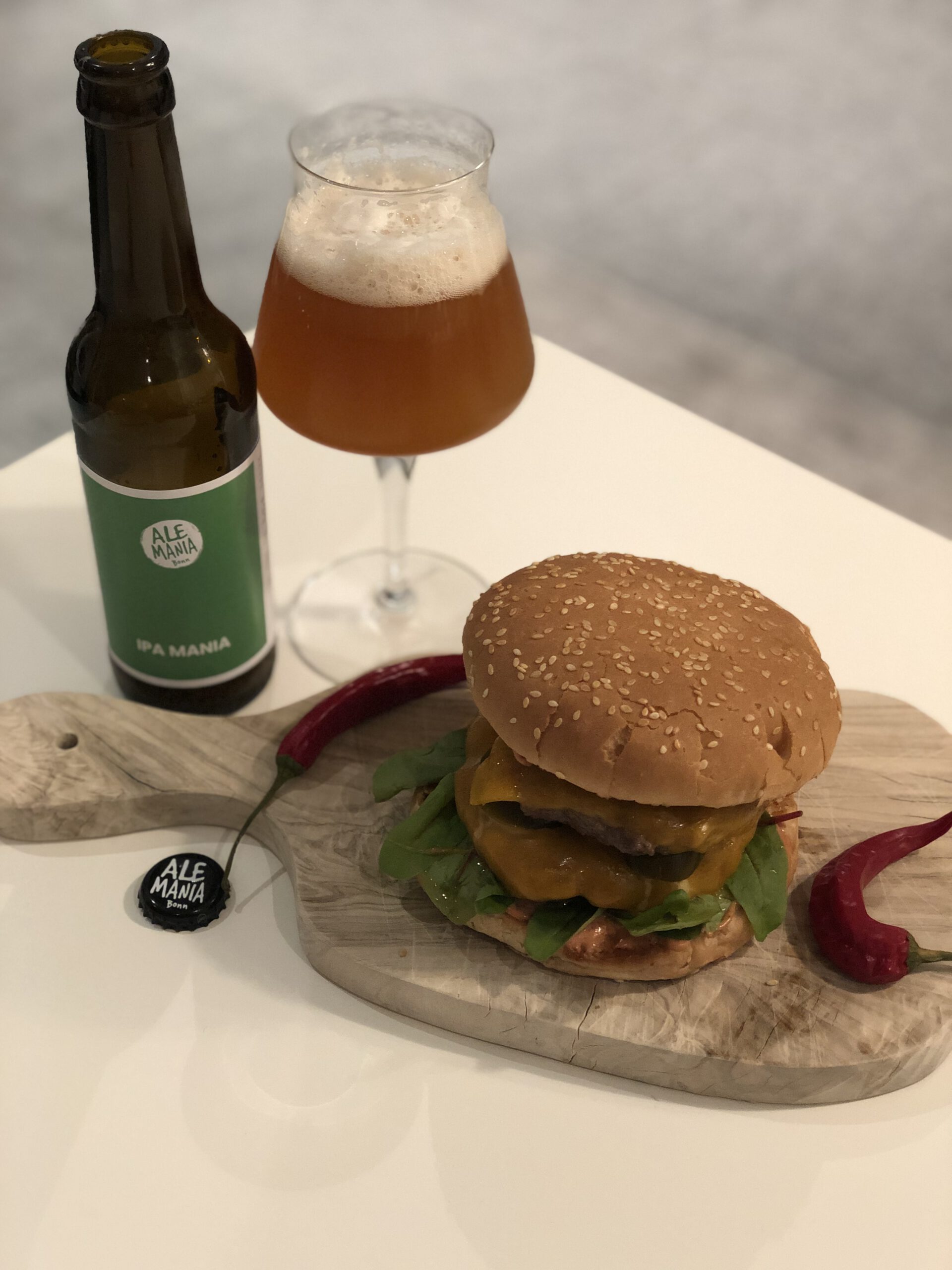 Chilli cheese burger dates an India Pale Ale